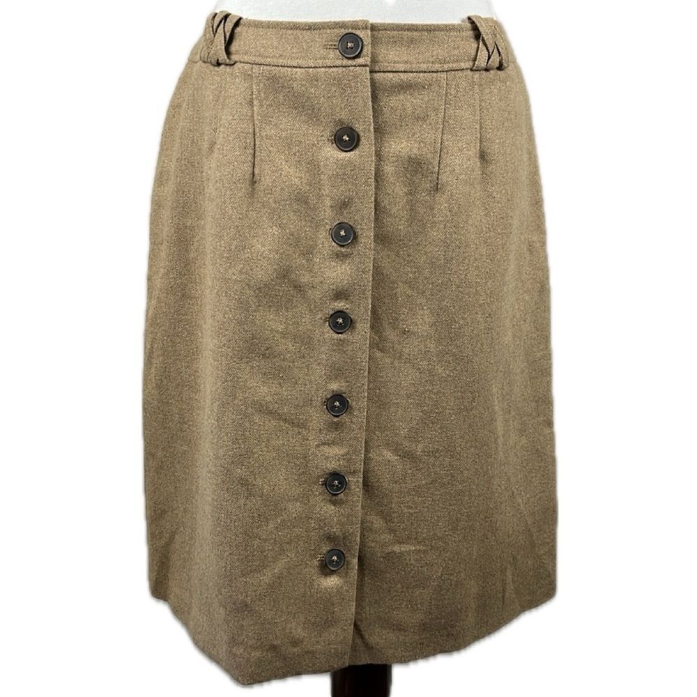 French Connection Academia Wool Blend Metallic Button Front Skirt Sz 10 Preppy
